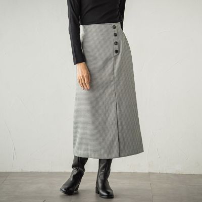 ボタンアクセントナロースカート≪手洗い可能≫