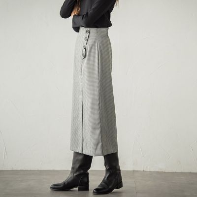 ボタンアクセントナロースカート≪手洗い可能≫