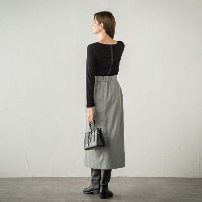 ボタンアクセントナロースカート≪手洗い可能≫