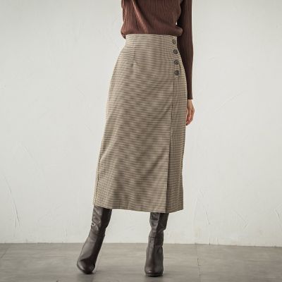 ボタンアクセントナロースカート≪手洗い可能≫