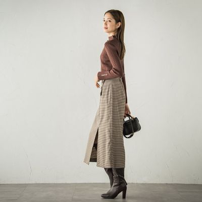 ボタンアクセントナロースカート≪手洗い可能≫