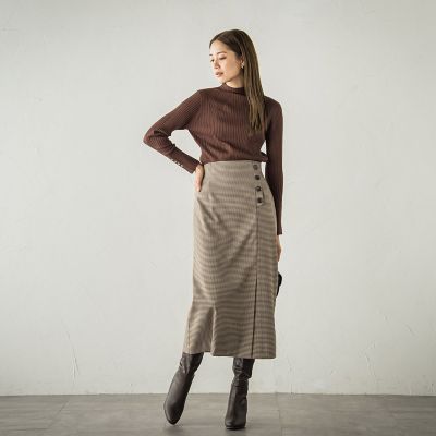 ボタンアクセントナロースカート≪手洗い可能≫