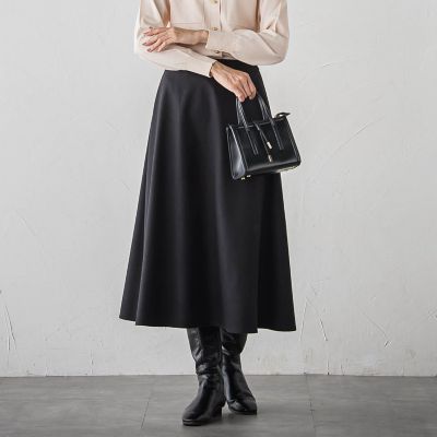 冬仕様　美シルエットロングフレアスカート≪手洗い可能≫