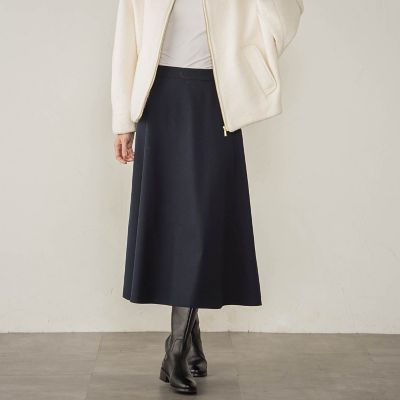 冬仕様　美シルエットロングフレアスカート≪手洗い可能≫