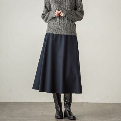 冬仕様　美シルエットロングフレアスカート≪手洗い可能≫
