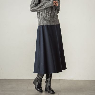 冬仕様　美シルエットロングフレアスカート≪手洗い可能≫