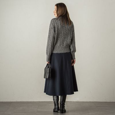 冬仕様　美シルエットロングフレアスカート≪手洗い可能≫