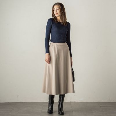 冬仕様　美シルエットロングフレアスカート≪手洗い可能≫