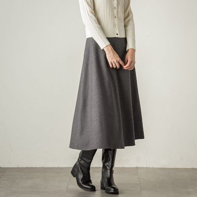 冬仕様　美シルエットロングフレアスカート≪手洗い可能≫