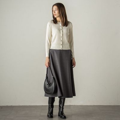 冬仕様　美シルエットロングフレアスカート≪手洗い可能≫