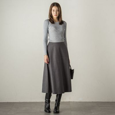 冬仕様　美シルエットロングフレアスカート≪手洗い可能≫