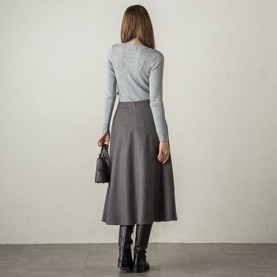 冬仕様　美シルエットロングフレアスカート≪手洗い可能≫