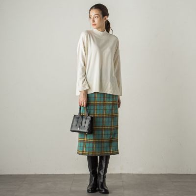 起毛カラーチェックナロータイトスカート