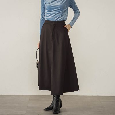 梳毛調合繊ナローフレアスカート≪セットアップ対応／洗濯機で洗える≫