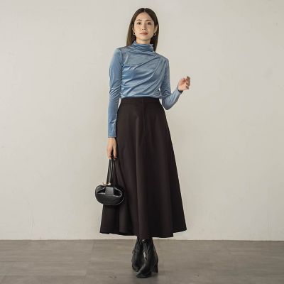 梳毛調合繊ナローフレアスカート≪セットアップ対応／洗濯機で洗える≫