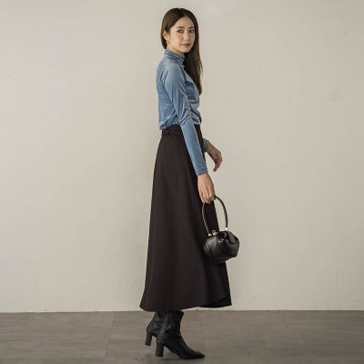 梳毛調合繊ナローフレアスカート≪セットアップ対応／洗濯機で洗える≫
