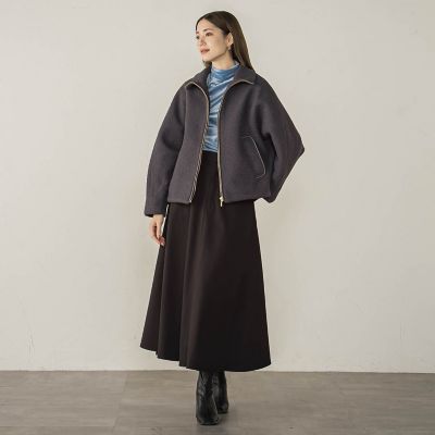 梳毛調合繊ナローフレアスカート≪セットアップ対応／洗濯機で洗える≫