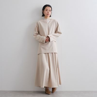 梳毛調合繊ナローフレアスカート≪セットアップ対応／洗濯機で洗える≫