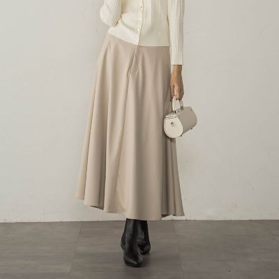 梳毛調合繊ナローフレアスカート≪セットアップ対応／洗濯機で洗える≫