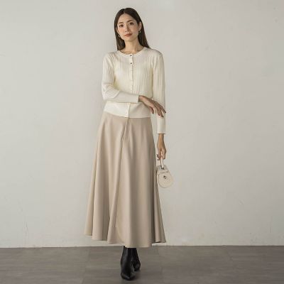 梳毛調合繊ナローフレアスカート≪セットアップ対応／洗濯機で洗える≫