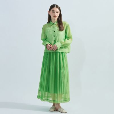 シアーリネンライクプリーツスカート≪セットアップ対応／手洗い可能≫