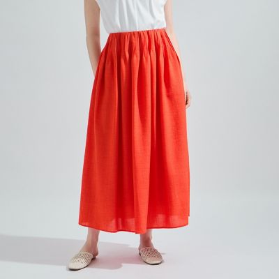 ＜Ketty (Women)＞リネンライクタックフレアスカート≪セットアップ対応／洗濯機で洗える≫