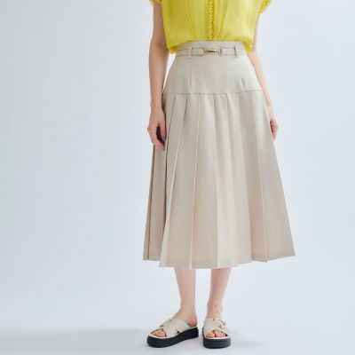 【SALE】Ketty (Women)/ケティ リネンライクベルト付プリーツスカート&#8810;手洗い可能&#8811; 12ベージュ ひざ丈スカート【三越伊勢丹/公式】