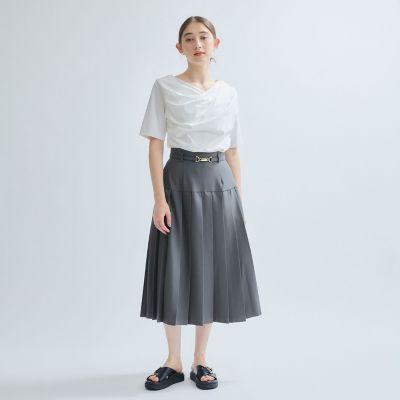リネンライクベルト付プリーツスカート≪手洗い可能≫ | Ketty