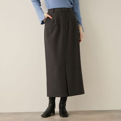 ＜Ketty (Women)＞ウールライクストレッチＩラインスカート≪手洗い可能≫
