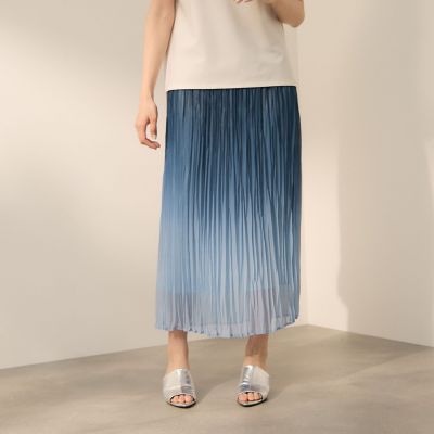 ISSEY MIYAKE FETE グラデーション プリーツスカート ブルー 中古・古着通販】ISSEY MIYAKE FETE (イッセイミヤケフェット
