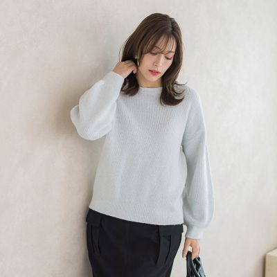 ５Ｇ天竺フィルムクルーネックニットプルオーバー≪手洗い可能≫