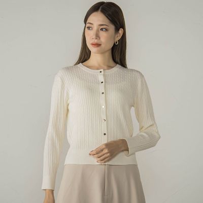 しっとりシアバター加工ミニケーブルカーディガン≪手洗い可能≫