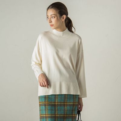 しっとりシアバター加工ハイネックニットプルオーバー≪手洗い可能≫