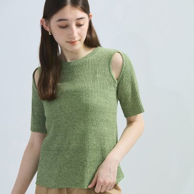 ＜Ketty (Women)＞カットアウトミックスニット≪手洗い可能≫