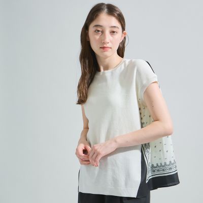 【ＬＨＥＬＢＩＥ】スカーフドッキングニットトップス≪洗濯機で洗える≫