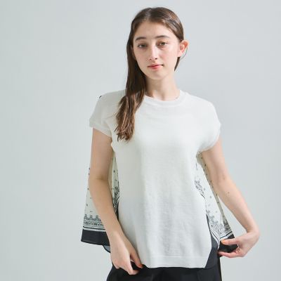 【ＬＨＥＬＢＩＥ】スカーフドッキングニットトップス≪洗濯機で洗える≫