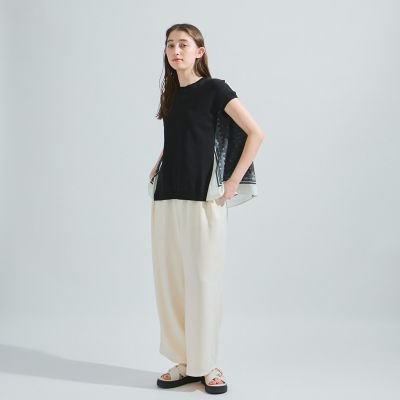 【ＬＨＥＬＢＩＥ】スカーフドッキングニットトップス≪洗濯機で洗える≫