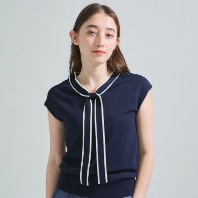 ＜Ketty (Women)＞ボウタイニットトップス≪手洗い可能≫