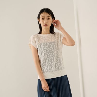 【SALE】Ketty (Women)/ケティ レオパードジャカードニット&#8810;手洗い可能&#8811; 02オフホワイト トップス【三越伊勢丹/公式】