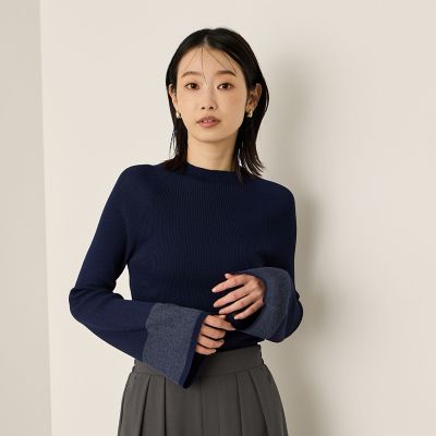 Ketty (Women)/ケティ シアースリーブリブニットプルオーバー&#8810;手洗い可能&#8811; 05ネイビー トップス【三越伊勢丹/公式】