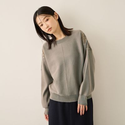 ＜Ketty (Women)＞ショルダーレースニットプルオーバー≪手洗い可能≫
