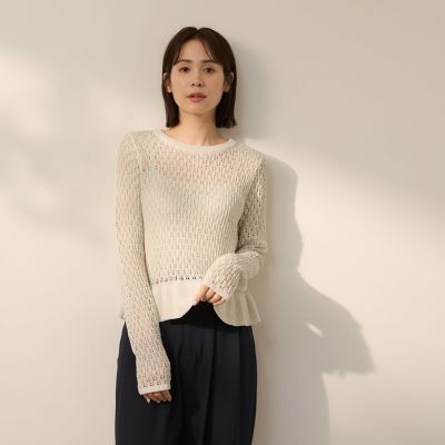 ＜Ketty (Women)＞リネンフィールフリルヘムニットプルオーバー
