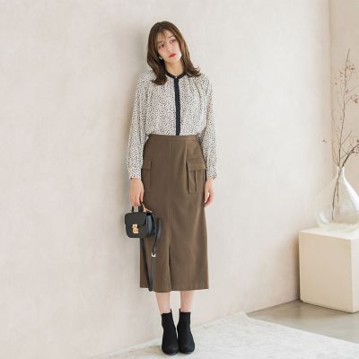 レオパードプリントノーカラーブラウス≪手洗い可能≫