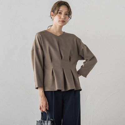 メランジ２ＷＡＹカルゼフロントタックブラウス≪手洗い可能≫