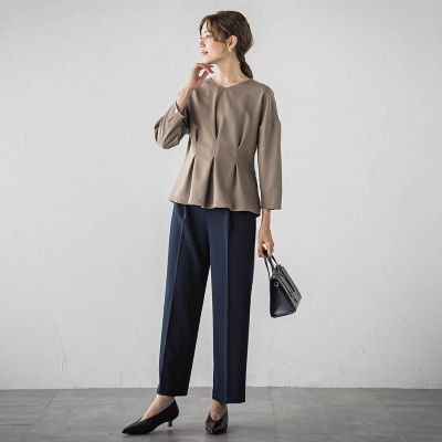 メランジ２ＷＡＹカルゼフロントタックブラウス≪手洗い可能≫