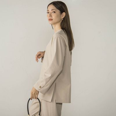 梳毛調合繊Ｖネックプルブラウス≪セットアップ対応／洗濯機で洗える≫