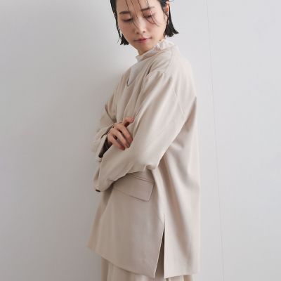 梳毛調合繊Ｖネックプルブラウス≪セットアップ対応／洗濯機で洗える≫