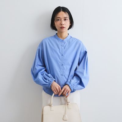 バンドカラーシャツ≪洗濯機で洗える≫