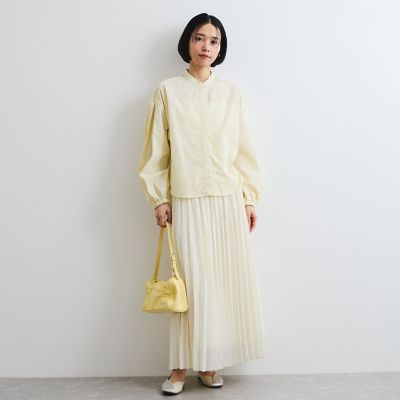 バンドカラーラメストライプシャツ≪洗濯機で洗える≫