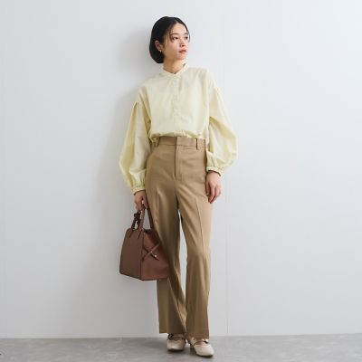 バンドカラーラメストライプシャツ≪洗濯機で洗える≫